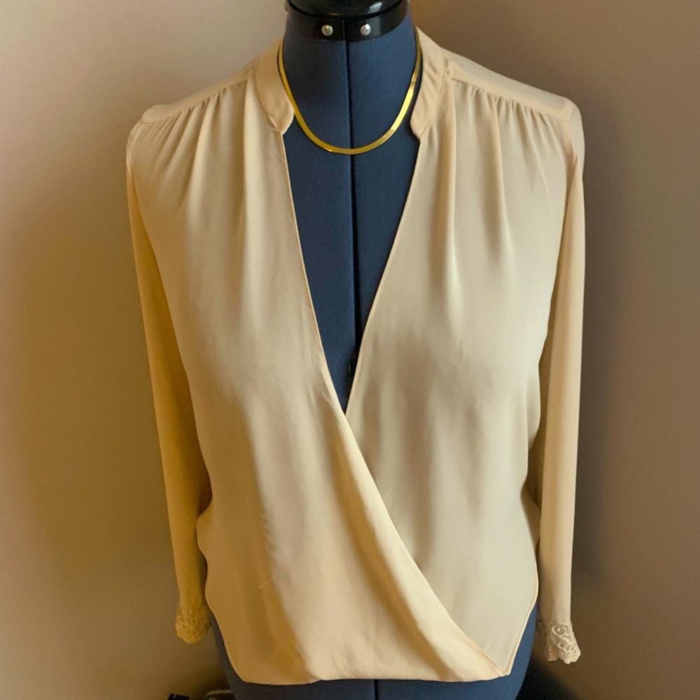 Cream Wrap Style Blouse -Small